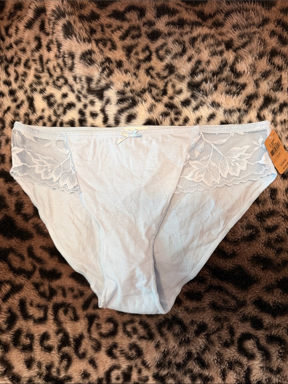 Women's cotton Light Blue Lace Trim Bikini Panty P28